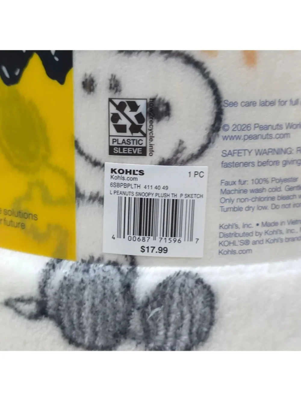 Peanuts Snoopy Oversized Plush Throw Blanket 5 Ft X 6 Ft Cartoon by The Big One